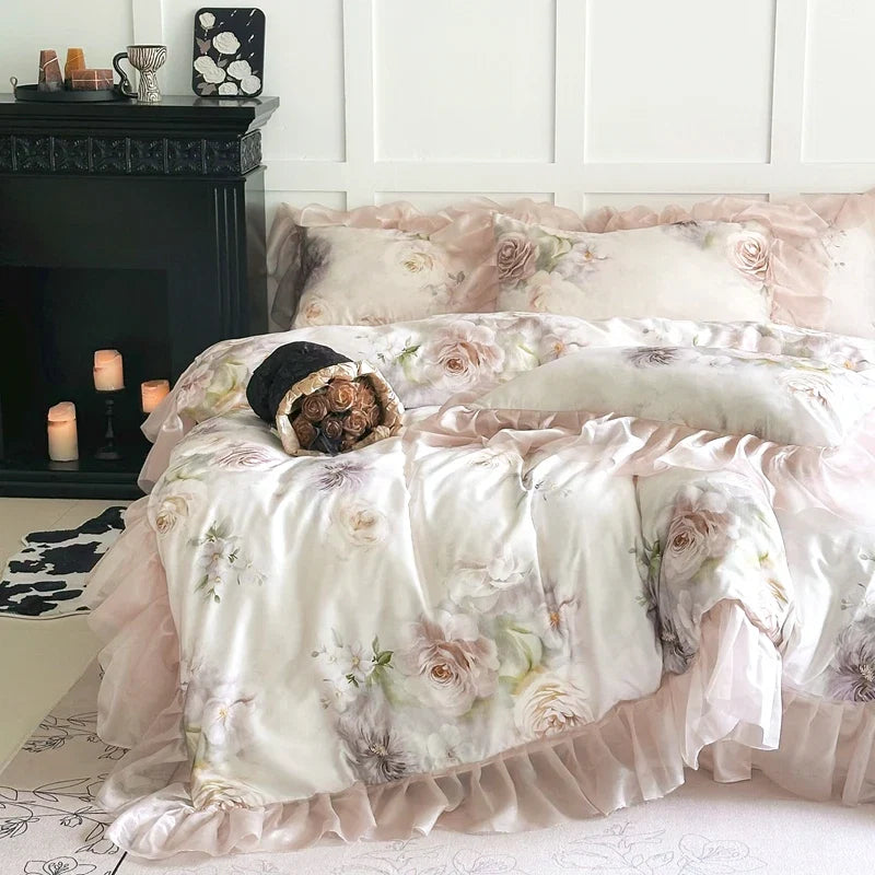 Rose Flower Print Bedding Set