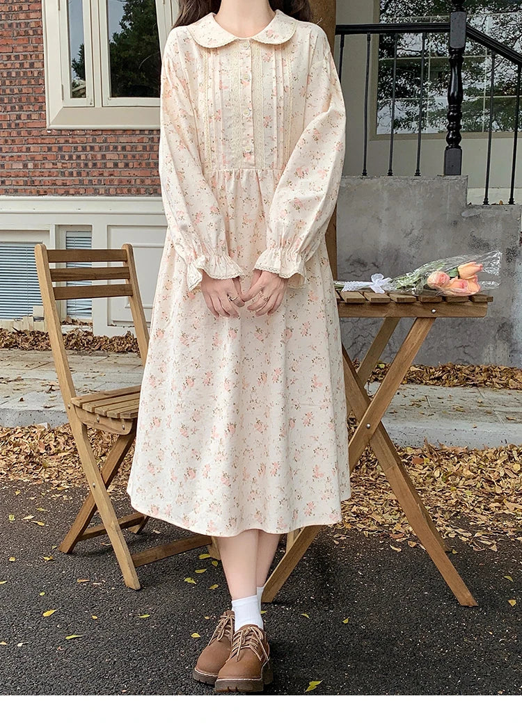 Nectarine Cotton Cottagecore Floral Dress