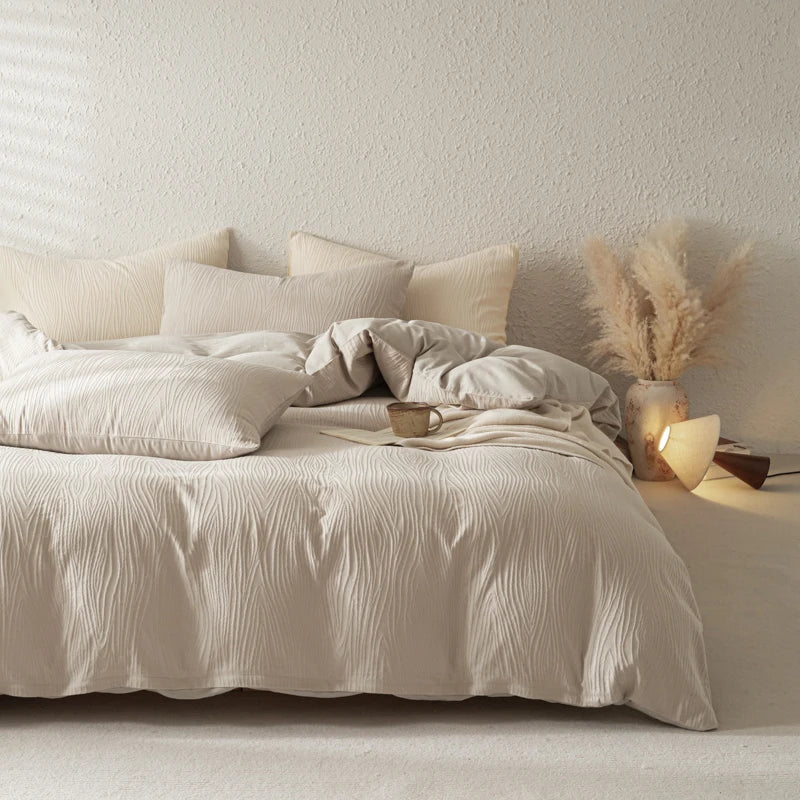 3/4Pcs Modern Minimalist Solid Color Bedding Set