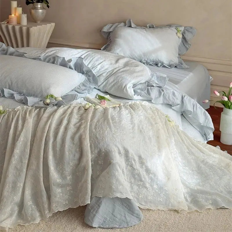 French Lace Ruffles Princess Wedding Bedding Set