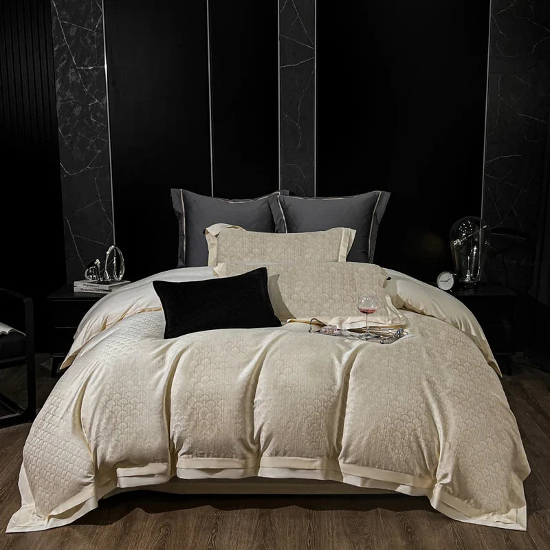 Lyocell Cotton Jacquard Soft Silky Luxury Bedding Set