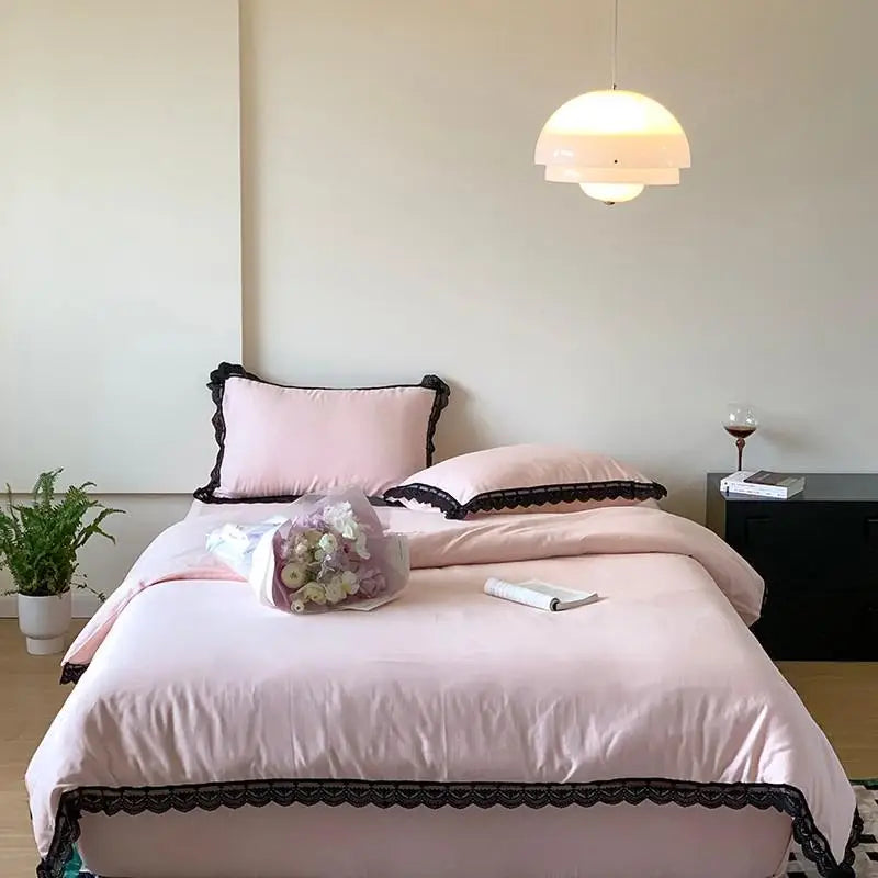 100% Cotton Pink Purple Premium Elegant Bedding Set