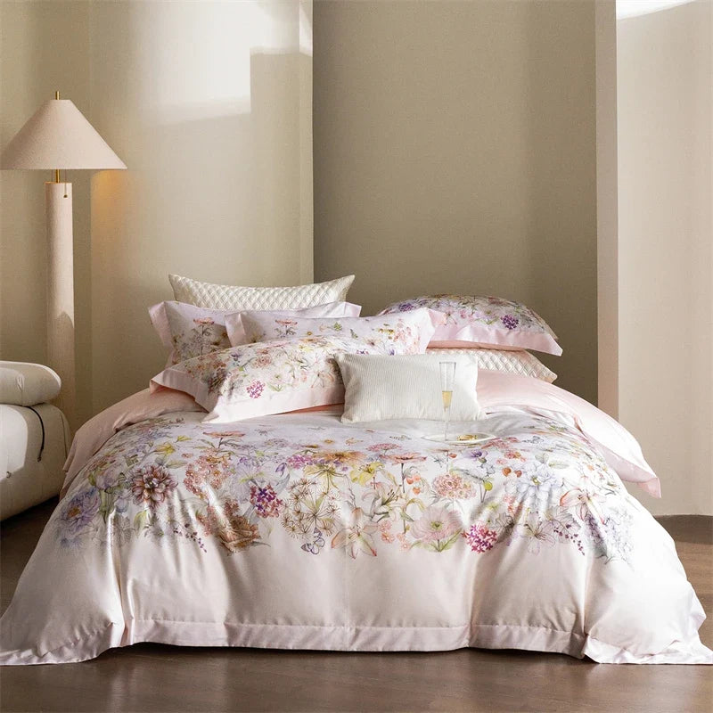 Luxury 1000TC Egyptian Cotton Flowers Prints Bedding Set