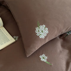 Flowers Embroidery Washed Cotton Soft Bedding Set