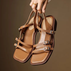 leather cowhide thick Heel