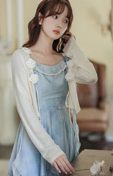 Blue Rose Layered Cottagecore Dress
