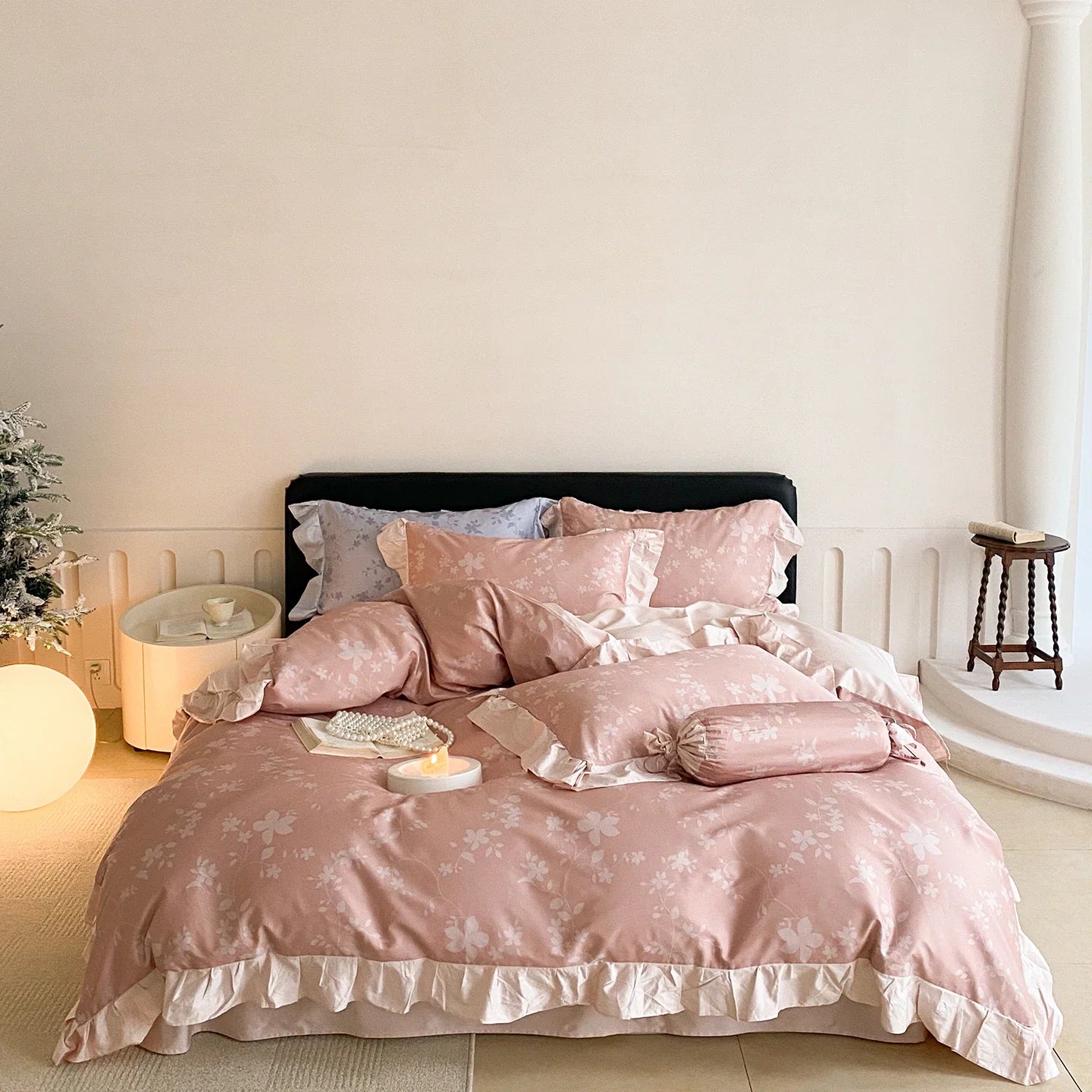 Floral Plant Patterns Ruffles Bedding Set