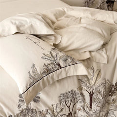 Neutral Cotton Linen Blend Vintage Bedding Set