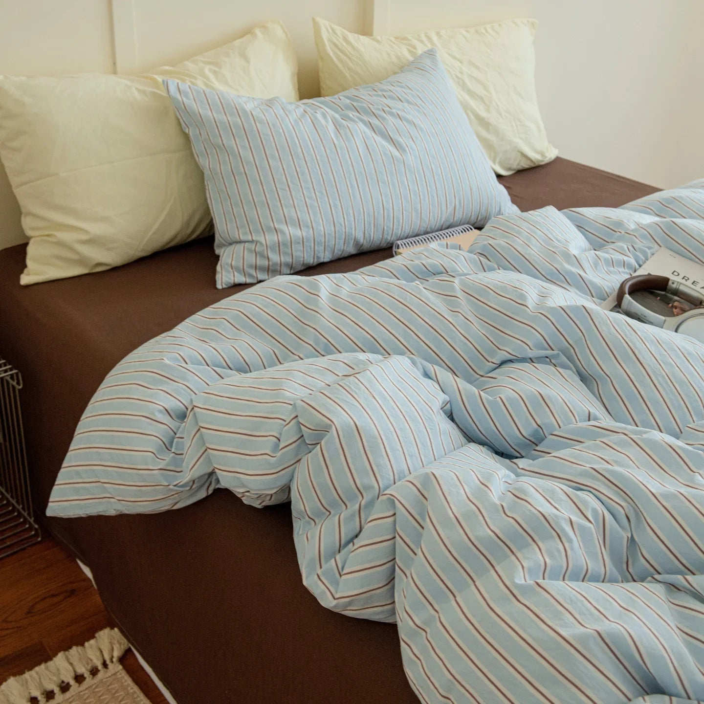 1Pcs Stripe Print Duvet Cover Twin Queen King Quilt Cover Korean Four Seasons Full Queen Adult Kids Dormitory Comforter Cover