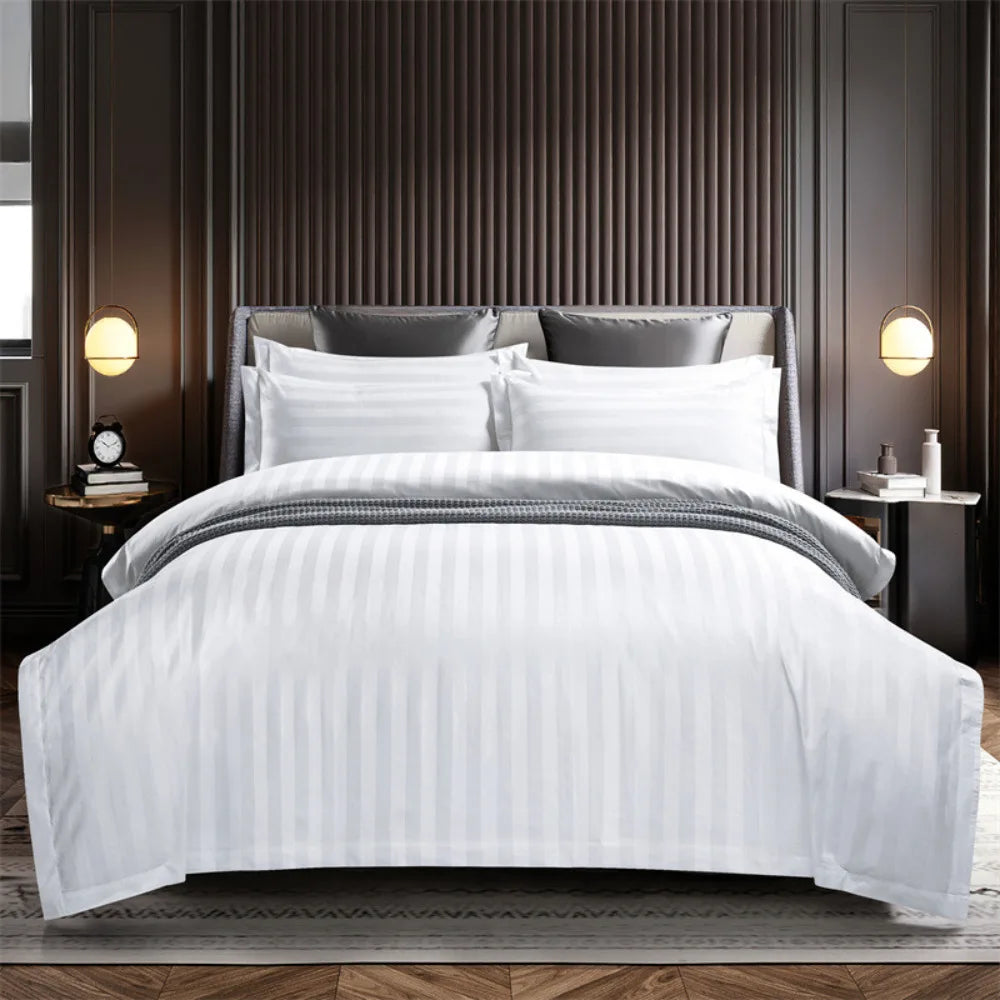 300TC 100% Cotton Woven Sateen Embroidered Duvet Cover Set Premium Bedding for Bedroom