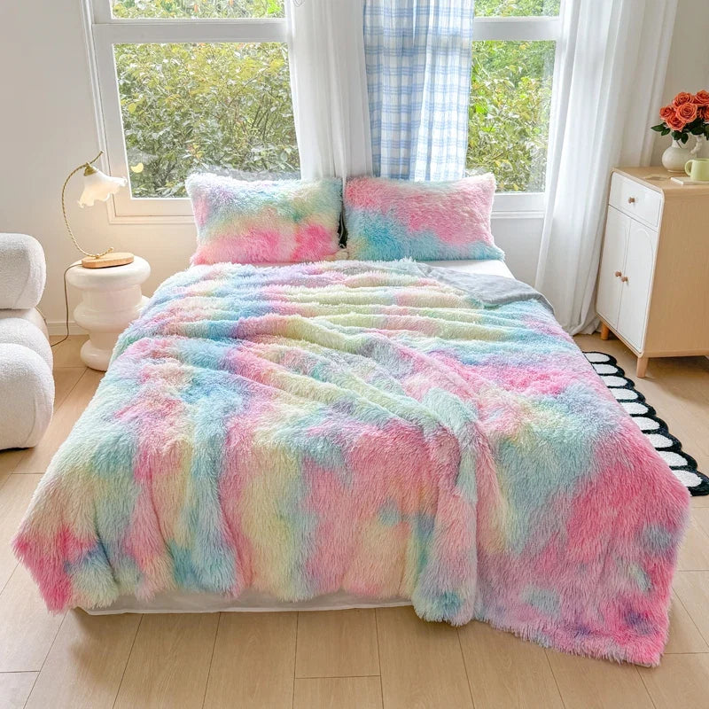 1Pc  Mink velvet fabric Colorful Soft Warm Sofa Throw Blankets Travel Blanket Warm Bedding All Season With zipper Duvet Covers