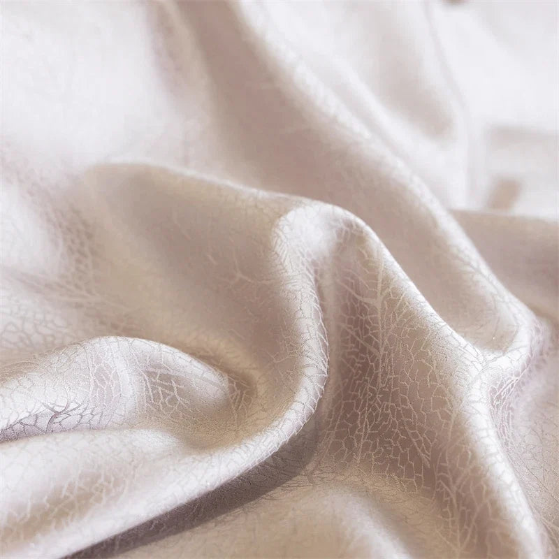 1000TC Egyptian Cotton Brushed Jacquard Embroidery Luxury Solid Color Bedding Set