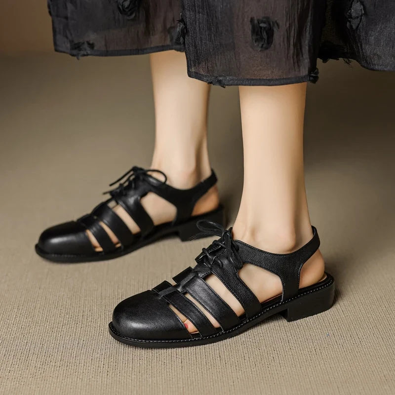leather cowhide mid Heel