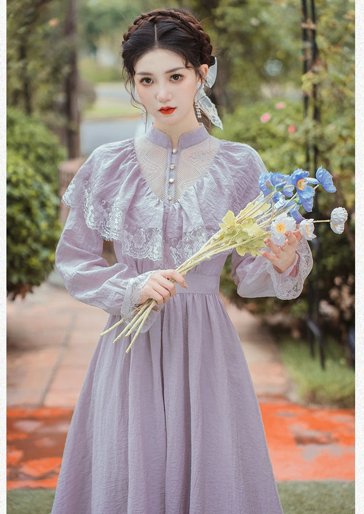 Vestido vintage eduardiano de ninfa lila