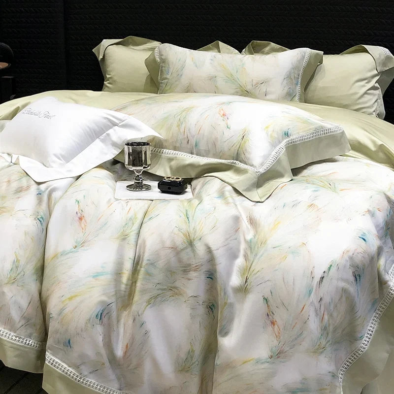 800TC Lyocell Eucalyptus Fiber Soft Silky Cooling Flowers Prints Bedding Set