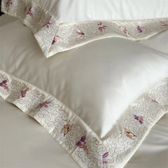Luxury Embroidery Wide Edge Cream Bedding Set