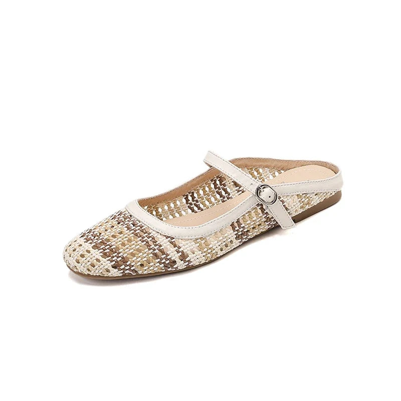 sheepskin woven low Heel