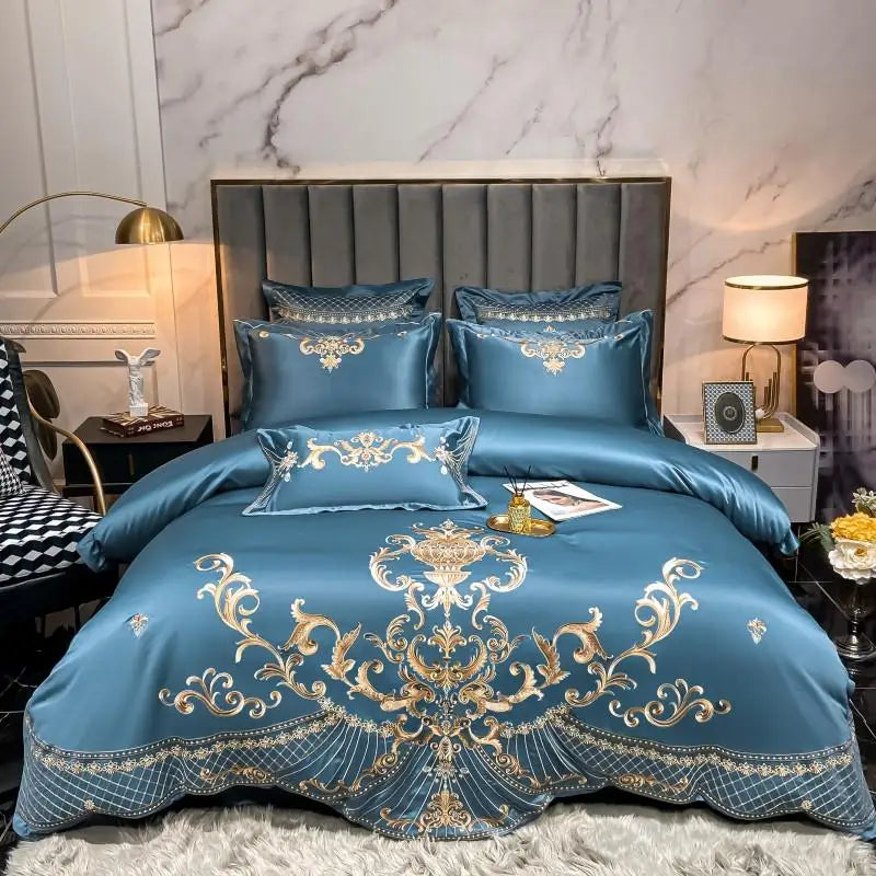 Chic Embroidery Satin Cotton Bedding Set