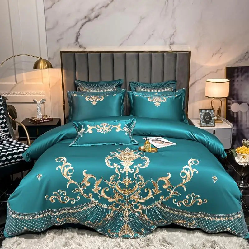 Chic Embroidery Satin Cotton Bedding Set