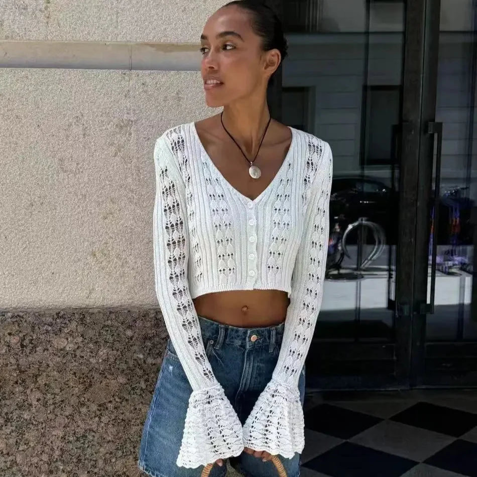 Coasting Through Hollow Out Knitted Cardigan