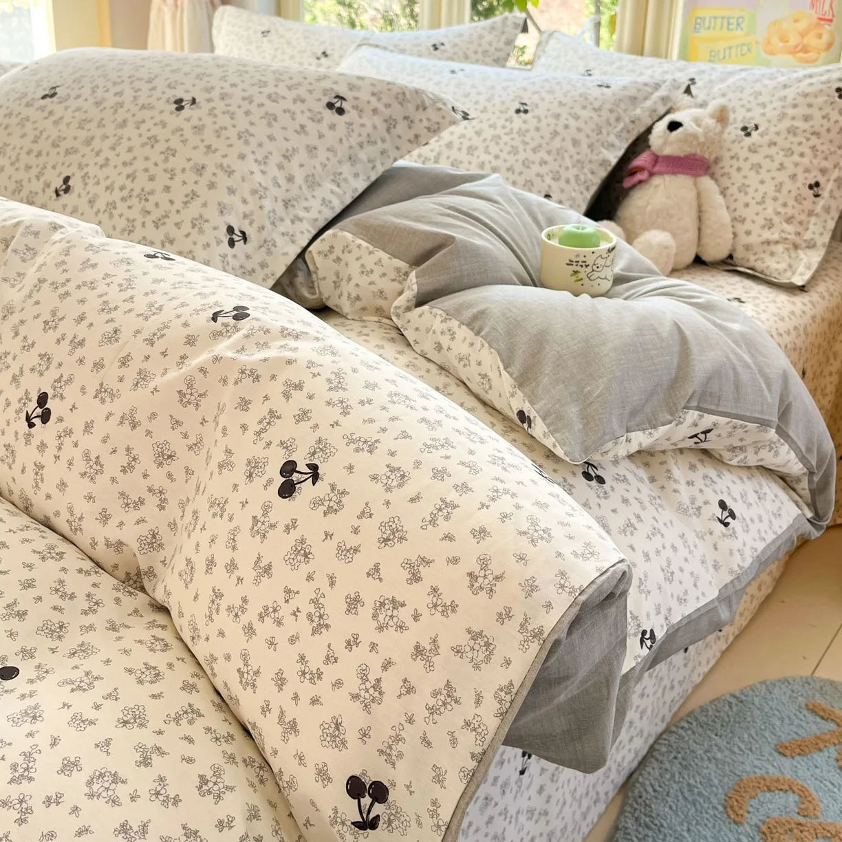 Pastoral Style Florals 100% Cotton Duvet Cover Soft Skin Friendly Single Double Bed Covers Pillowcases Queen King Bedding Set