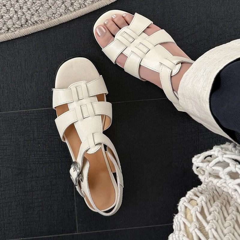 cowhide low Heel