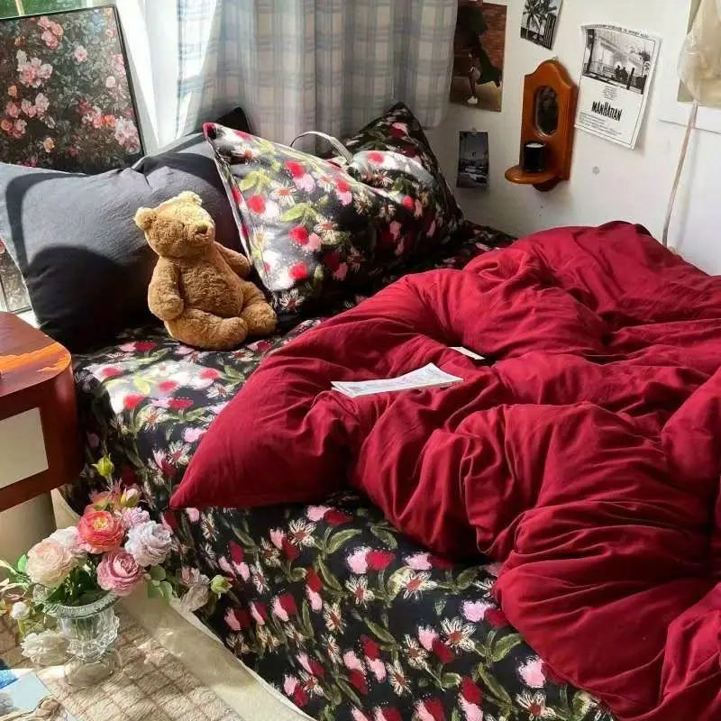 Red Rose Bedding Set