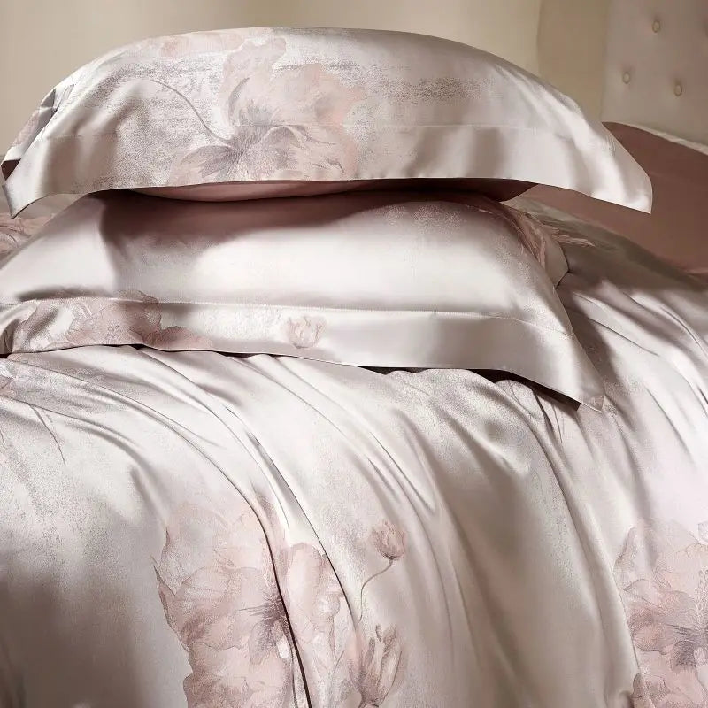 Flower Jacquard Color Blocking Luxury Bedding Set
