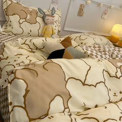 Cute Duvet Cover Set Flat Sheet Pillowcase No Filler Fashion Twin Double Queen Size Kids Adult 2024 Bedding Linens