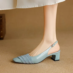 and Sheepskin Rhinestone High-Heeled Shoes