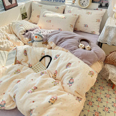 Winter Thick Velvet Duvet Cover Set Student Dormitory Bedding Set