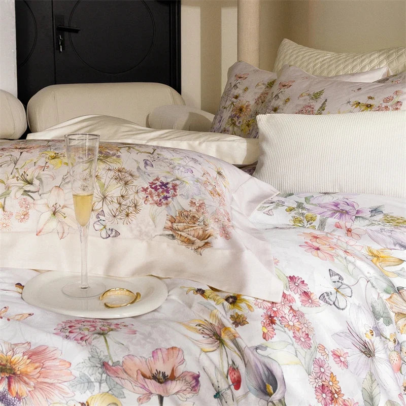 Luxury 1000TC Egyptian Cotton Flowers Prints Bedding Set