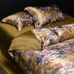 Luxury Blooming Flowers Satin Jacquard 1000TC Egyptian Cotton Bedding Set