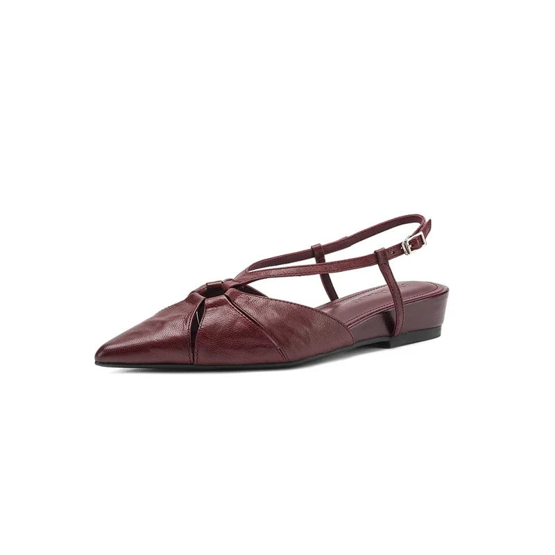 sheepskin hollow breathable retro mid Heel
