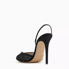 black Mesh Crystal Banquet Shoes