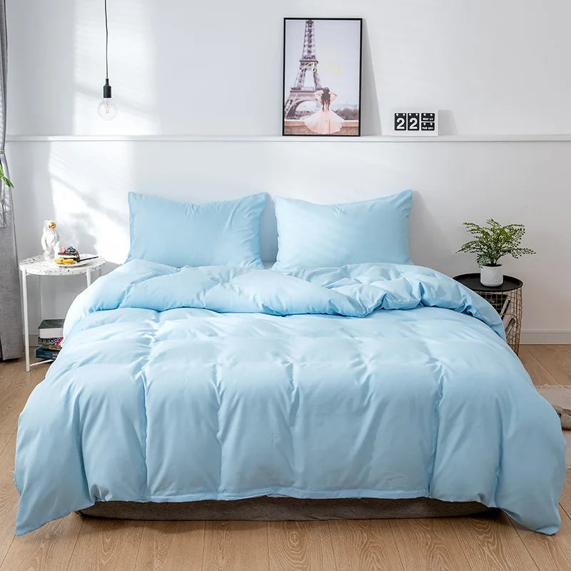 Nordic Solid Color Brushed Duvet Cover 220x240 Single Double Bed Microfiber Bedding Set