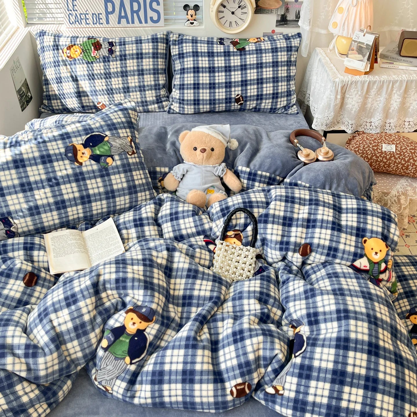 Winter Thick Velvet Duvet Cover Set Student Dormitory Bedding Set
