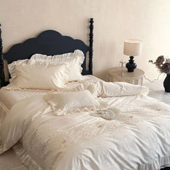 French Exquisite Style Bedroom Tencel Cotton Bed Four Piece Set Pure Cotton Duvet Cover Butterfly Embroidery Jacquard Bed Cover