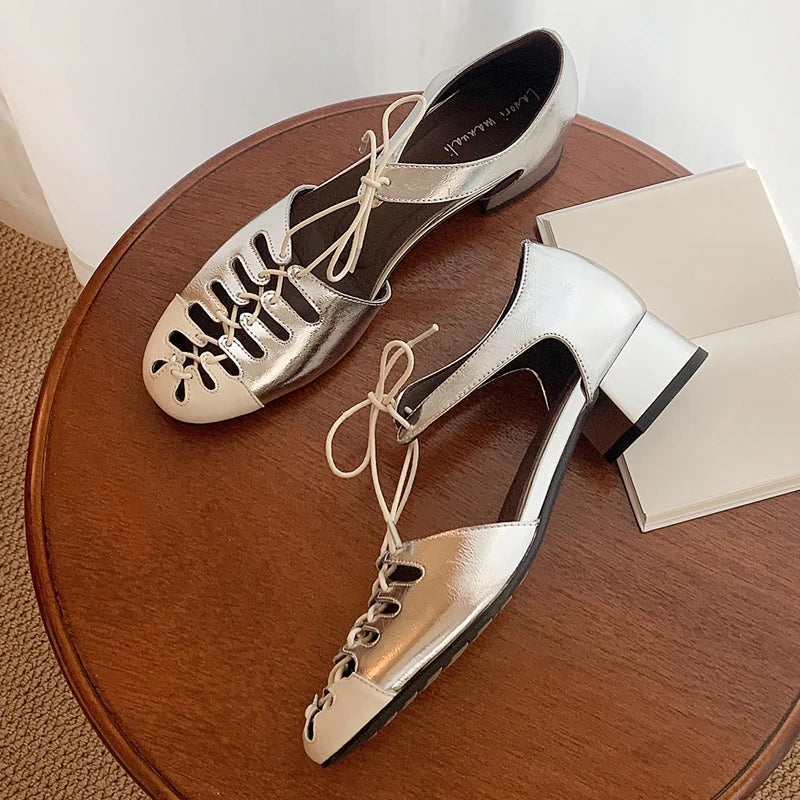 sheepskin round toe tie
