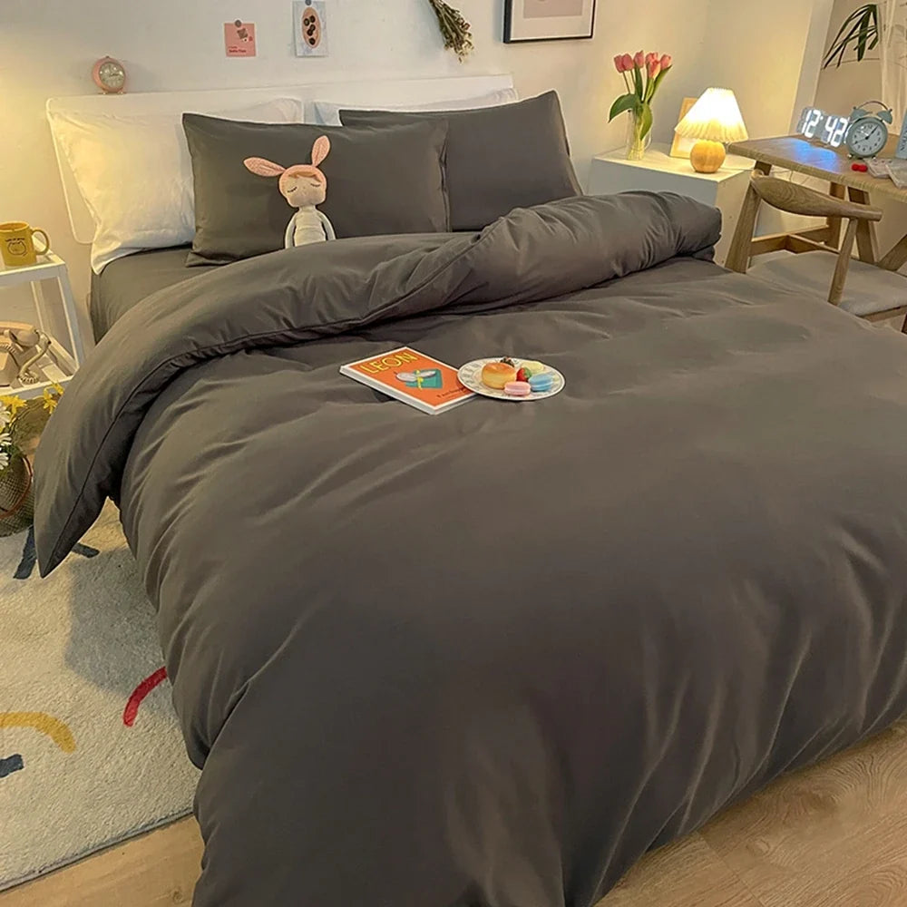 1 Pc Housse De Couette 220x240 White Gray Color Duvet Cover Double Size Funda Nordica Cama 150 Queen/King Size Bed Cover