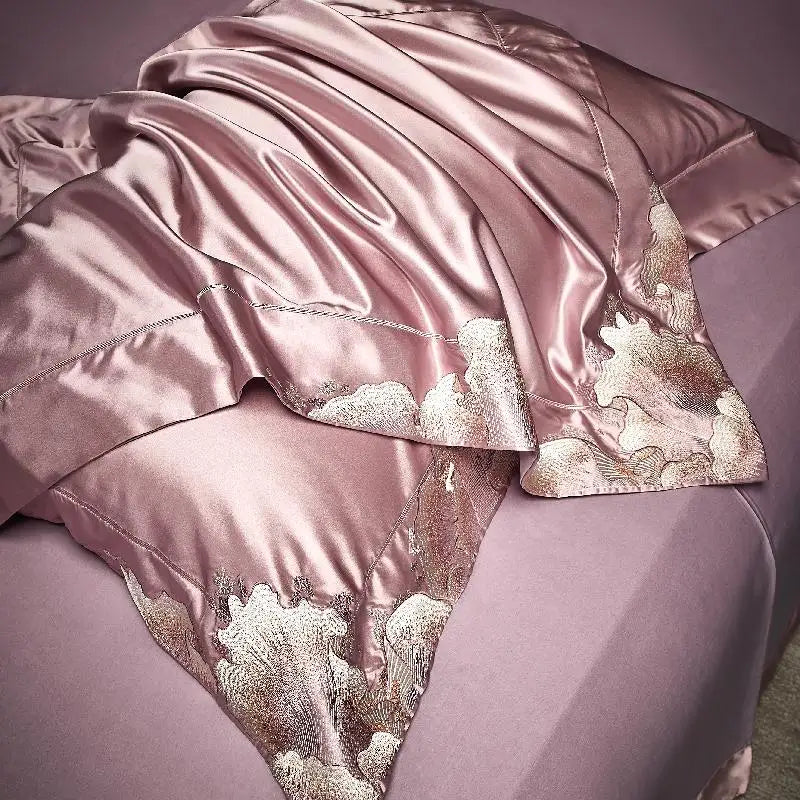High Precision Damask Egyptian Cotton Luxury Embroidery Bedding Set