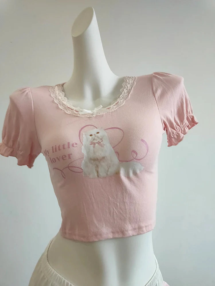 Little Lover Kitty Coquette Crop Top