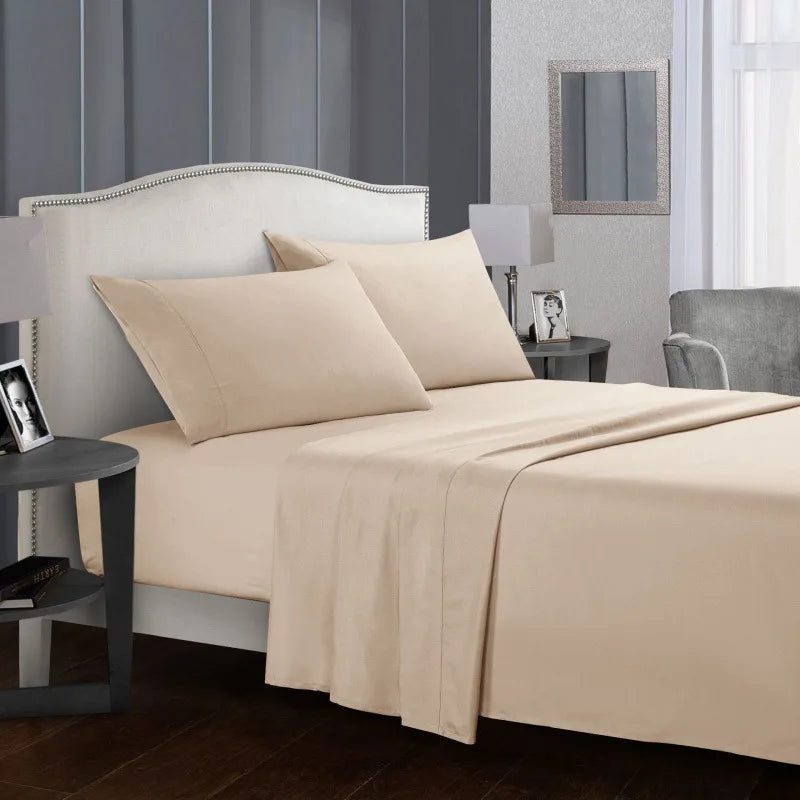 Solid color bed linen set sheets full sets mattress cover flat and fitted sheet with pillowcases Twin Full Queen King Size