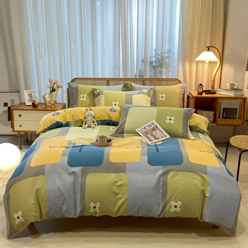 High Quality 100% Cotton Duvet Cover Set Modern Striped Printed Bedding Set