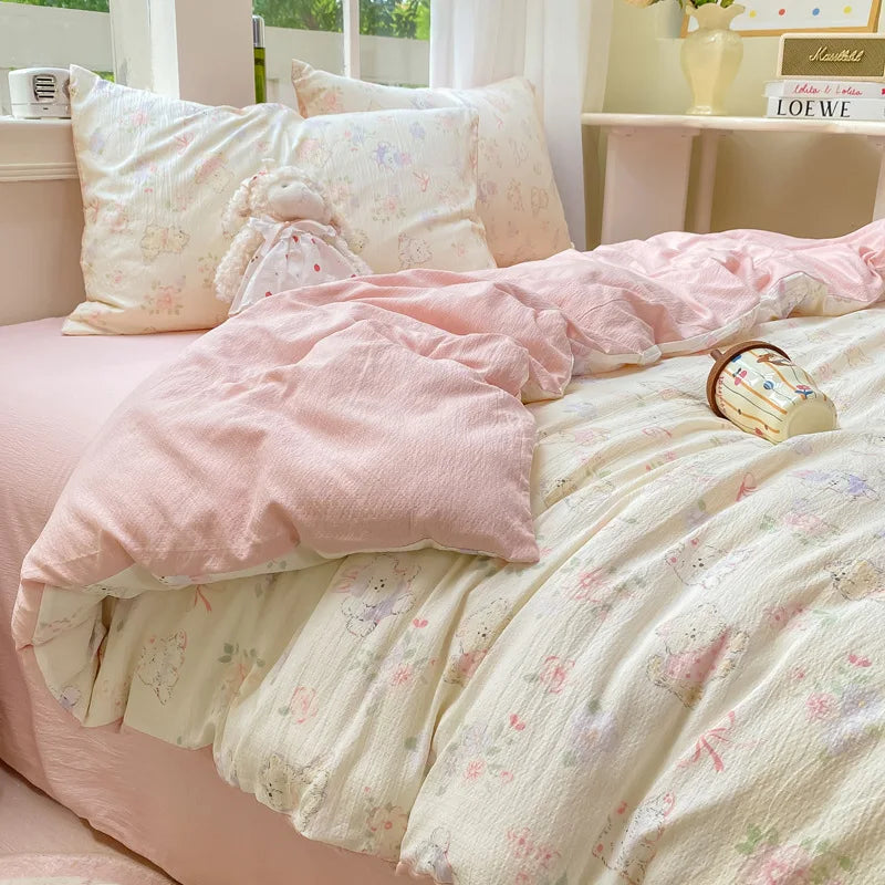 Korean Wrinkled Double Layered Yarn Bedding Sets
