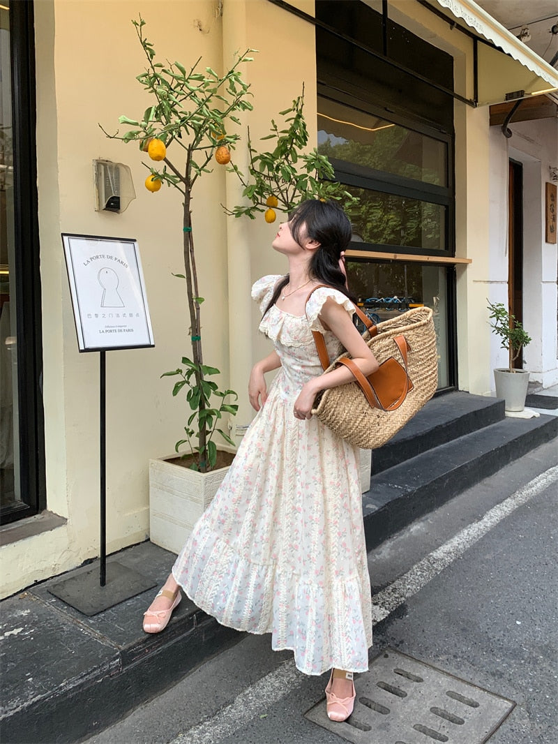Summer End Vintage Floral Cottagecore Dress