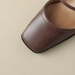 and cowhide thick Heel