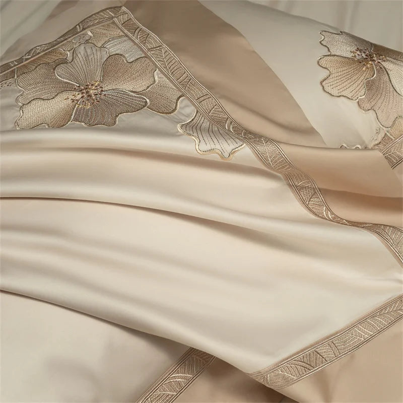 Chinese Style Flowers Embroidery Luxury Bedding Set