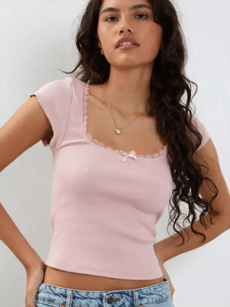 Grind Time Lace Trim Top