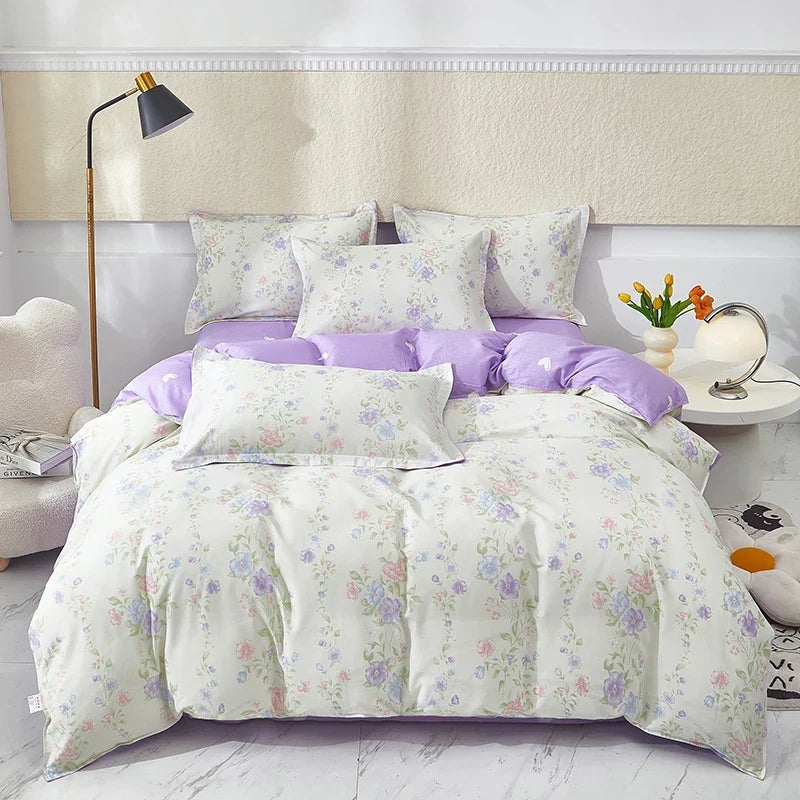 Pastoral Printed Quilt Covers 1PCS All Cotton Soft Comforter Cover Strip Simple Duvet Cover for Single Double Bed of 120 200
